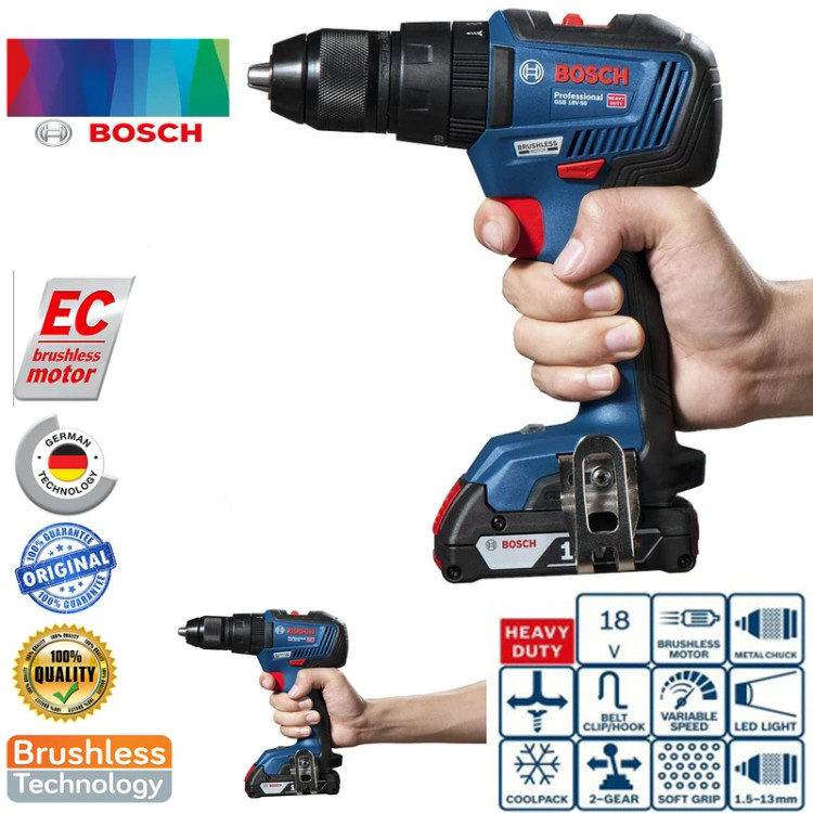دریل شارژی بوش مدل GSB 18V-50 brushless Extra